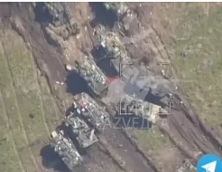 Разгромленная колона врага на Запорожье.