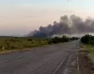 Кировский р-н, Республика Крым, Россия. Официальные кадры. оследствия ракетного удара ВС Украины по расположенному на полигоне складу БК 19.07.2023