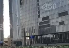 Кадры последствий падения сбитого БПЛА в Москве-Сити 23.08.2023