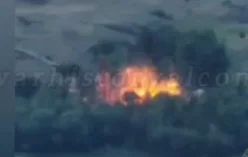 Удар фронтового бомбардировщика по опорному пункту на берегу Днепра.